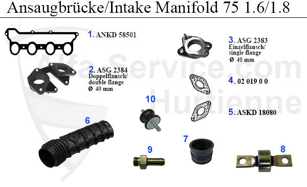 INTAKE MANIFOLD 75 1.6/1.8 CARB.