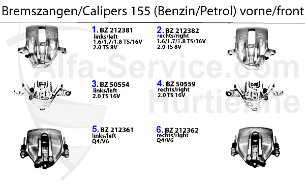 pinze anteriori (modelli benzina)