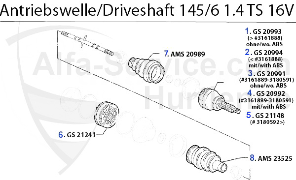DRIVESHAFT 1.4 TS 16V 1996>