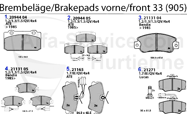 pastiglie 905 anteriori