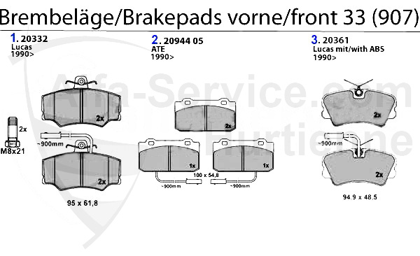 BRAKE PADS 907 FRONT