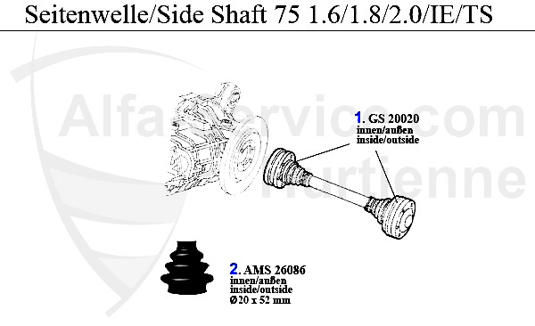 Seitenwelle 1.6/1.8/2.0/IE/TS