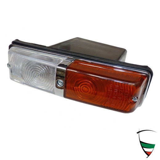 Blinker Giulia Bj. 1962-74 links Altissimo orange/weiß mit Chromsteg