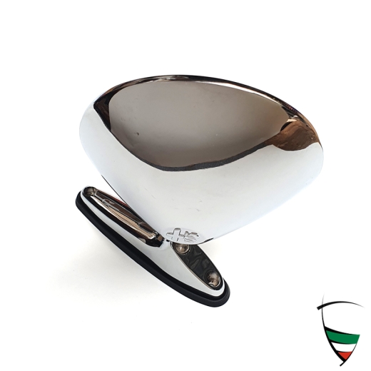 Retrovisor exterior redondo cromado con emblema Alfa Romeo 63-74, con base de goma