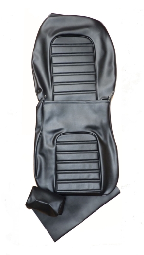 Funda de asiento Skay negro, costuras cruzadas, reposacabezas 19cm Spider 1300/1750-2000 1978-85, 1600 1978-89