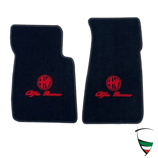 alfombrillas, juego de 2, Spider 87-93 (negro con emblema rojo) alfombrillas, juego de 2, Spider 87-93 (negro con emblema rojo)