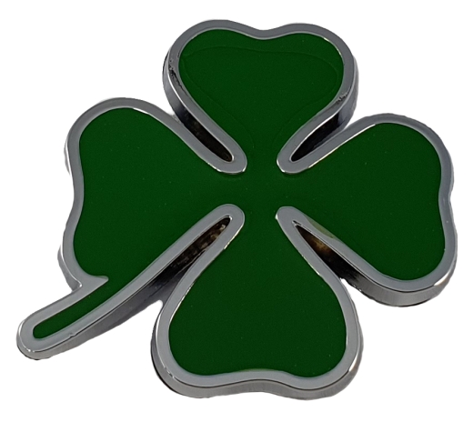 MODEL SIGN CLOVERLEAF GREEN 35x35MM SILVER EDGES
