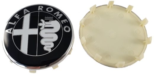Emblema del cerchio Alfa Romeo nero/bianco 60 mm