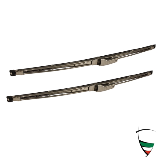 SET WIPER BLADES STAINLESS STEEL GT/GIULIA/ SPIDER RT 1966-69, PLUG-IN FASTENER