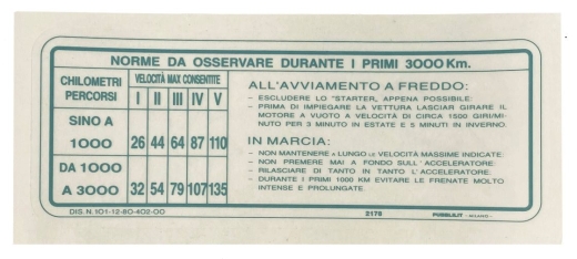 Aufkleber Einfahrvorschrift1,3