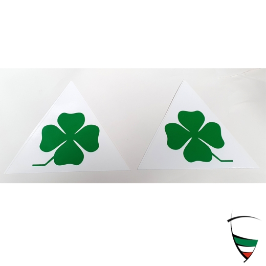 Aufkleber-Satz,Kleeblatt auf weiß. Dreieck li./re. ca 14x14x14cm