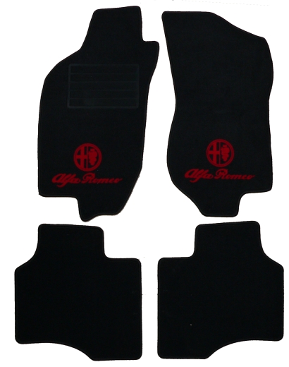 Fußmatten 146 bj. 05.95-05.99 schwarz/rotes Emblem Tuftvelour gekettelt,Rückenbeschichtung:Latex Feinprägung