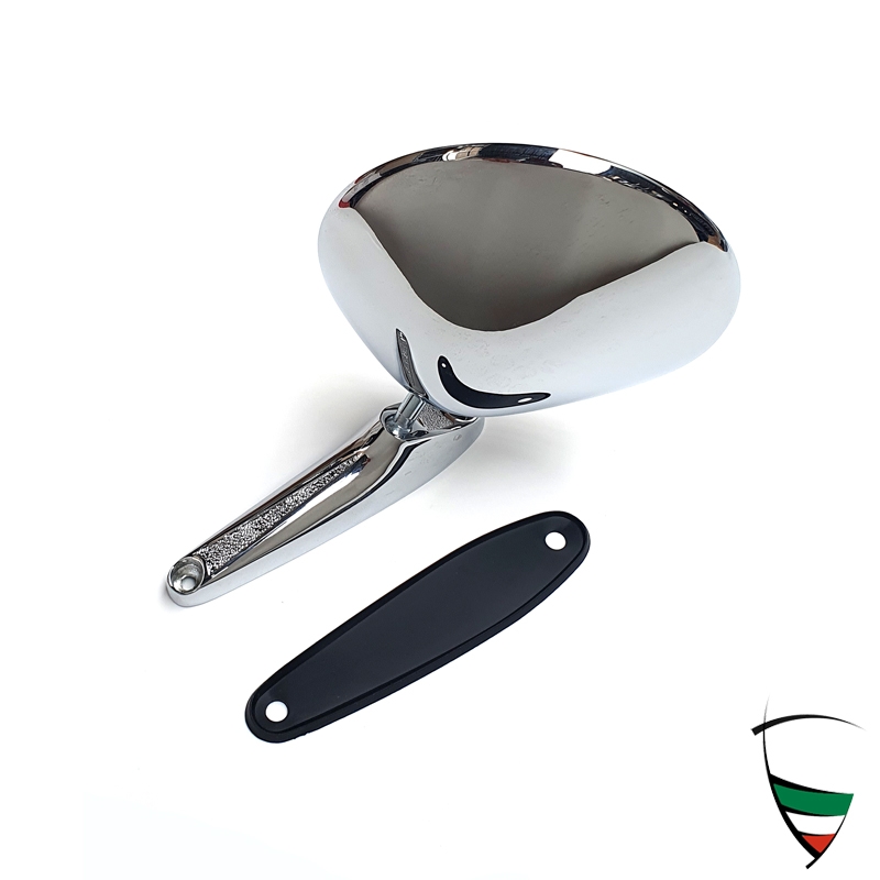 ROUND OUTER MIRROR CHROME SPIDER,GT 1. SERIES,WITHOUT EMBLEM, THIN BASE WITH RUBBER GASKET