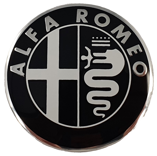 Alfa Romeo Emblem Metall selbstklebend für Lenkradnabe D40 mm weiß/schwarz 147 156 159 GT Stelvio Giulia Giulietta Mito