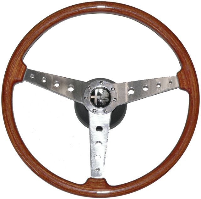 Volant en bois "GTA" 2000 incl. moyeu et poussoir klaxon, diamètre 385mm