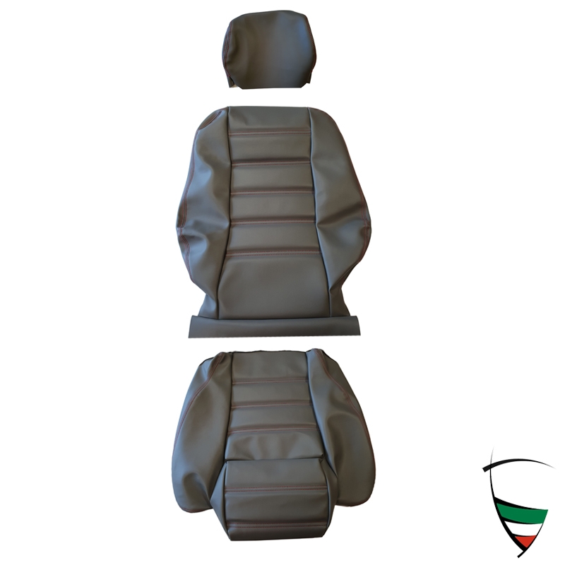 Sitzbezug Spider 1986-89 QV Kunstleder grau rote Nähte inkl. Kopfstützenbezug