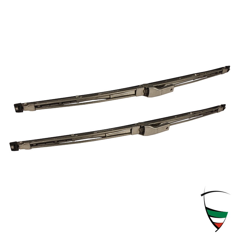 SET WIPER BLADES STAINLESS STEEL GT/GIULIA/ SPIDER RT 1966-69, PLUG-IN FASTENER