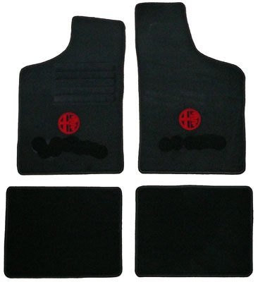 Fußmatten 33 schwarz/rotes Emblem Tuftvelour,gekettelt,Rückenbeschich tung: Latex-Feinprägung