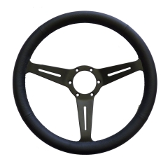 Lenkrad 360mm Glattleder schwarz, Speichen schwarz geschlitzt