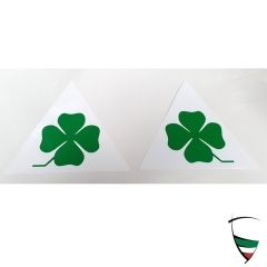 Aufkleber Kleeblatt, Dreieck weiß li/re ca. 14x14x14 cm Satz = 2 Stück