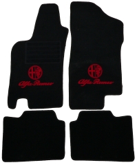 FLOOR MATS 145 9.94-05.99, BACK/RED EMBLEM LINKED VELOUR, COATED BACK: LATEX EMBOSSMENT